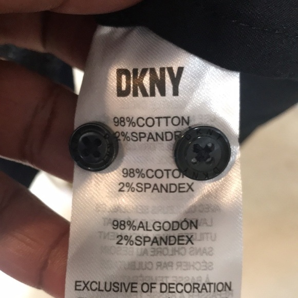 NWT DKNY Women’s Black/Grey Inside Collar Button Down Long Sleeve Shirt-Size L - Picture 7 of 7